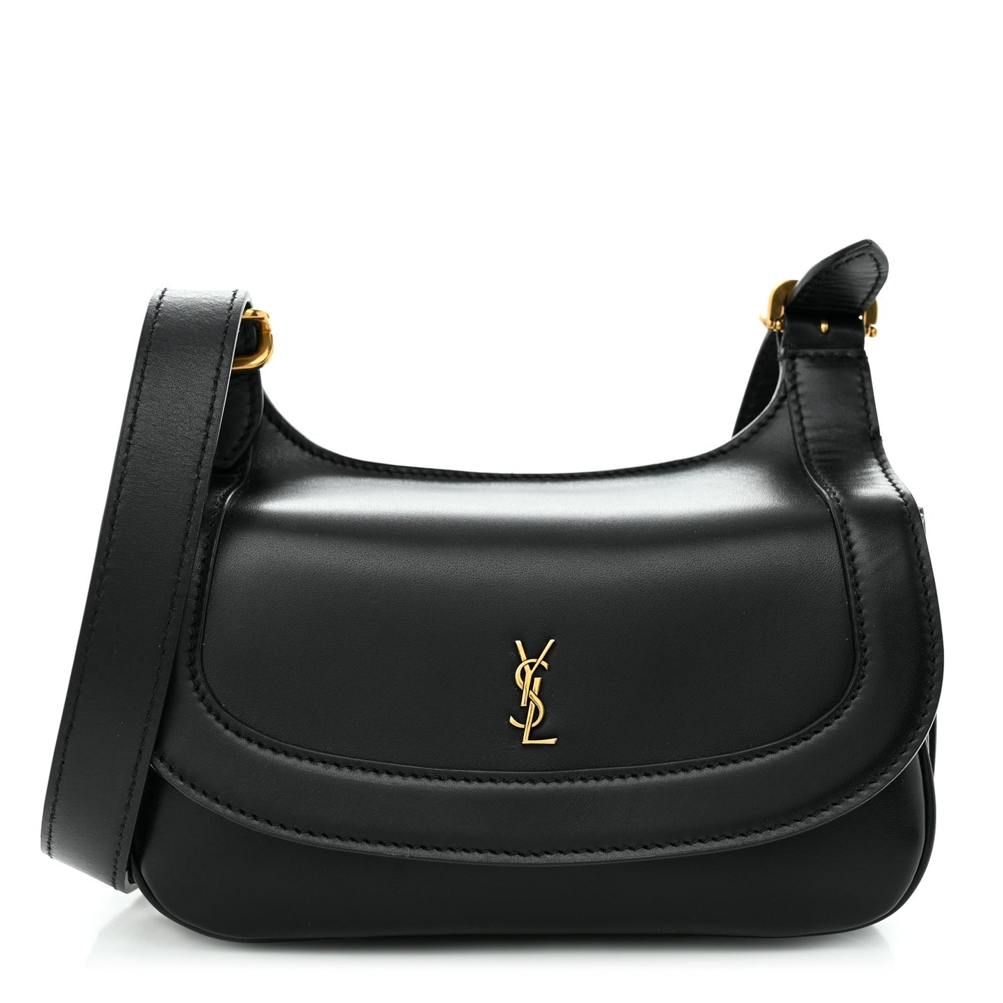 Smooth Calfskin Small Charlie Shoulder Bag Black