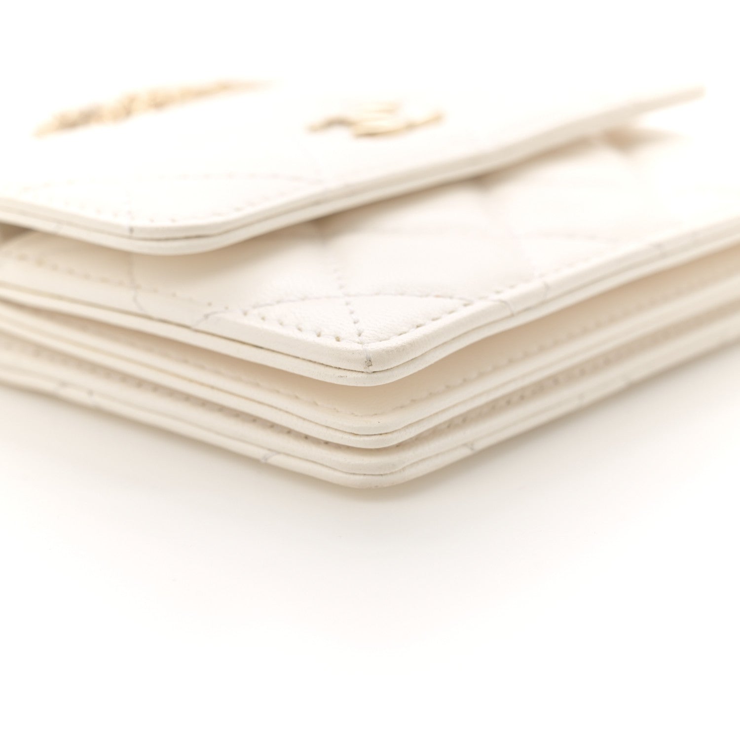 Chanel Lambskin Quilted My Chanel Lady Card Holder On Chain White 9 of 11