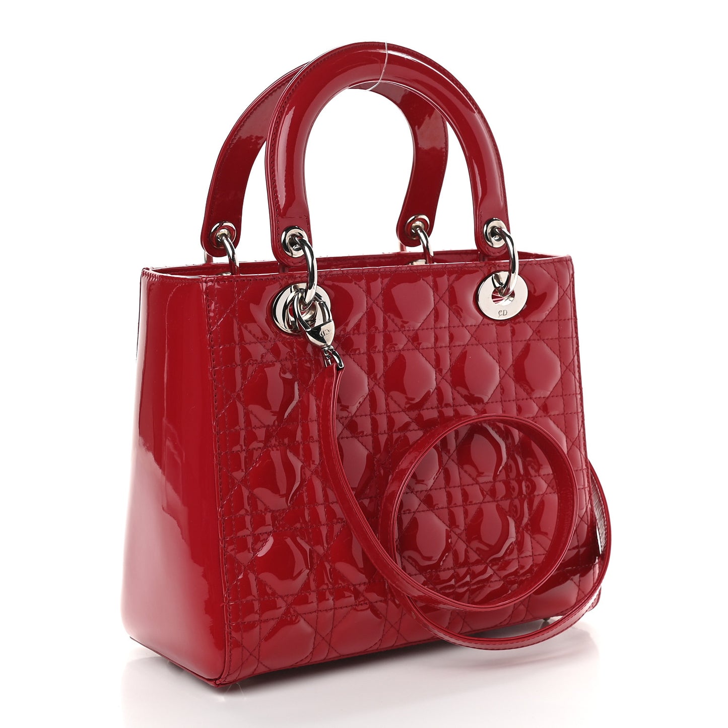 Patent Cannage Medium Lady Dior Red