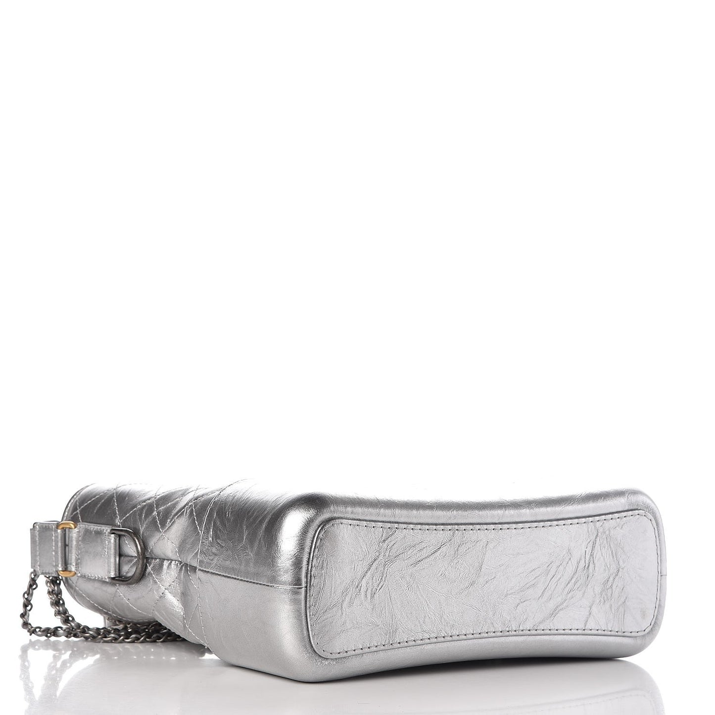 Metallic Aged Calfskin Quilted Medium Gabrielle Silver