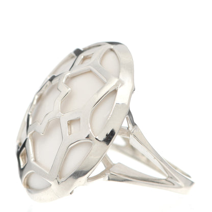 Tiffany Sterling Silver White Chalcedony Paloma Picasso Zellige Medallion Ring 50 5.25 3 of 6