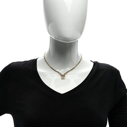Chanel Metal Crystal CC Link Pendant Necklace Gold 2 of 4