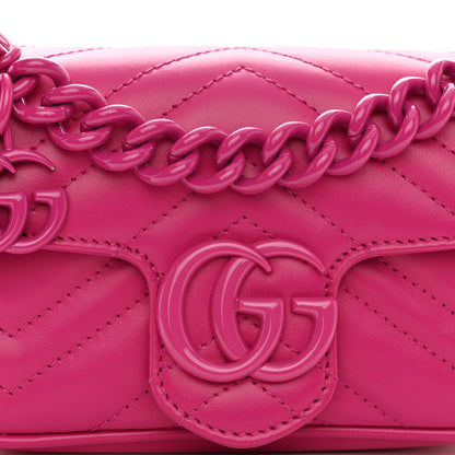 Gucci Calfskin Matelasse Monochrome GG Marmont Chain Belt Bag Classic Fuxia 8 of 11