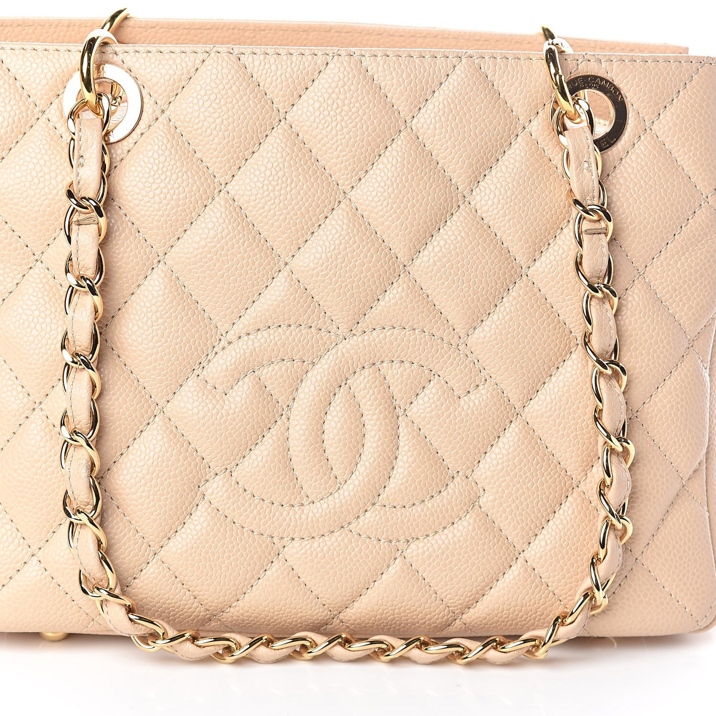 Caviar Quilted Petit Timeless Tote PTT Beige