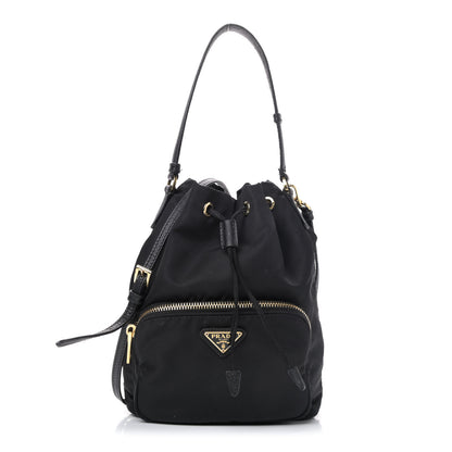 Prada Saffiano Tessuto Nylon Mini Bucket Crossbody Bag Black 1 of 4