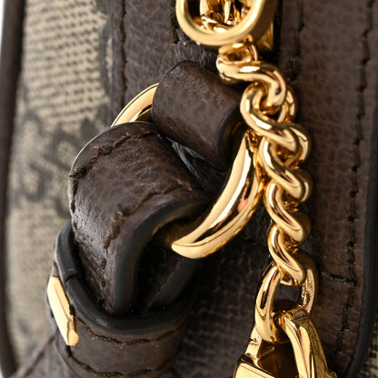 Gucci GG Supreme Monogram Textured Dollar Calfskin Web Super Mini Ophidia Top Handle Bowler Bag  Beige Ebony New Acero 11 of 12