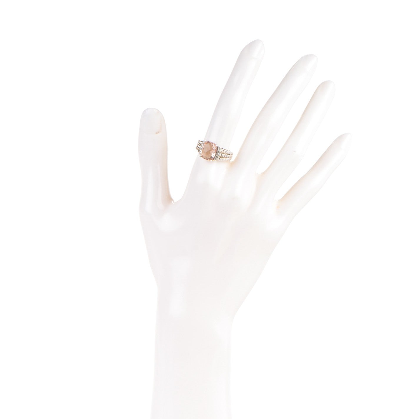 Sterling Silver Diamond Morganite 10mm Petite Wheaton Ring 54 7