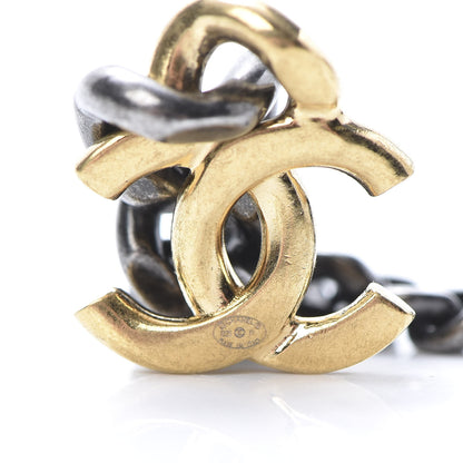 Chanel Metal CC Pick Drop Earrings Ruthenium Gold 4 of 5