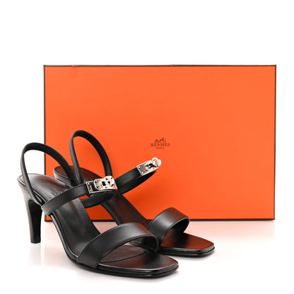 Hermes Calfskin Glamour 75 Sandals 36 Black 10 of 10