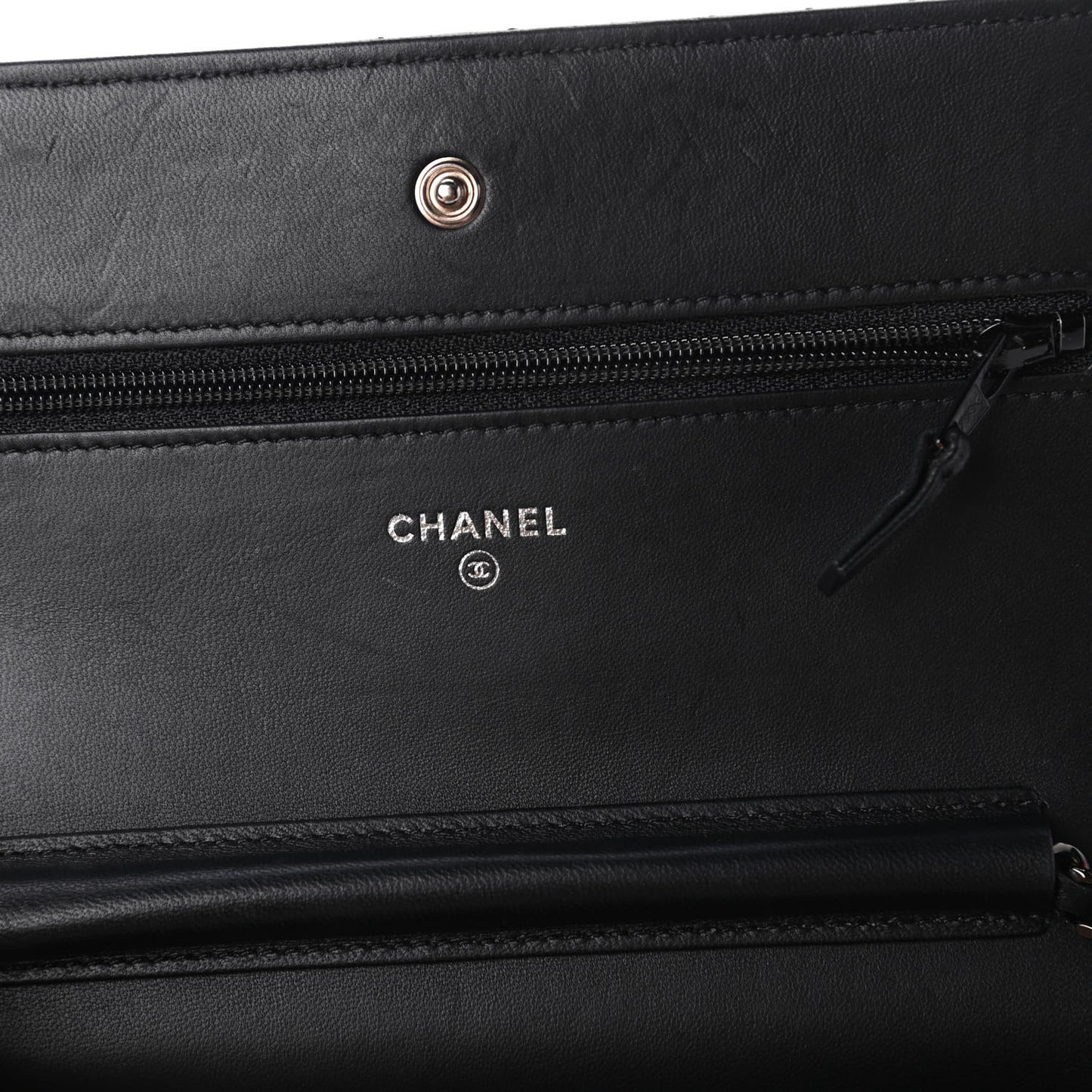 Lambskin Chevron Quilted Wallet On Chain WOC So Black