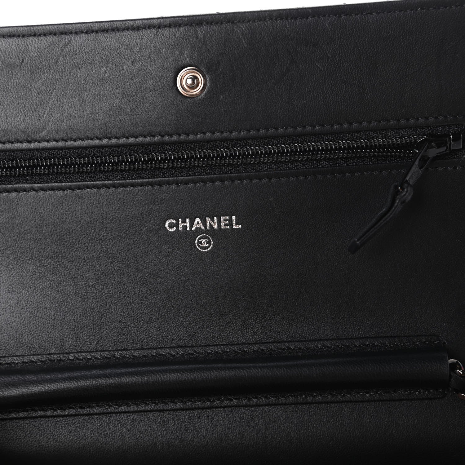 Chanel Lambskin Chevron Quilted Wallet On Chain WOC So Black 8 of 12