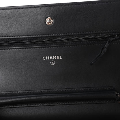 Chanel Lambskin Chevron Quilted Wallet On Chain WOC So Black 8 of 12