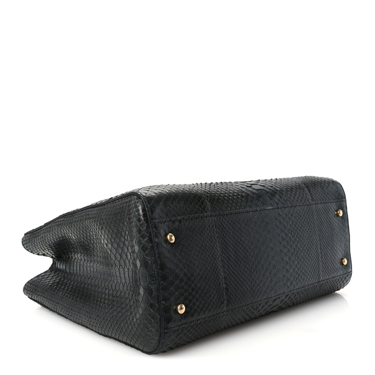 Snakeskin  Medium Executive Cerf Shopper Tote Black