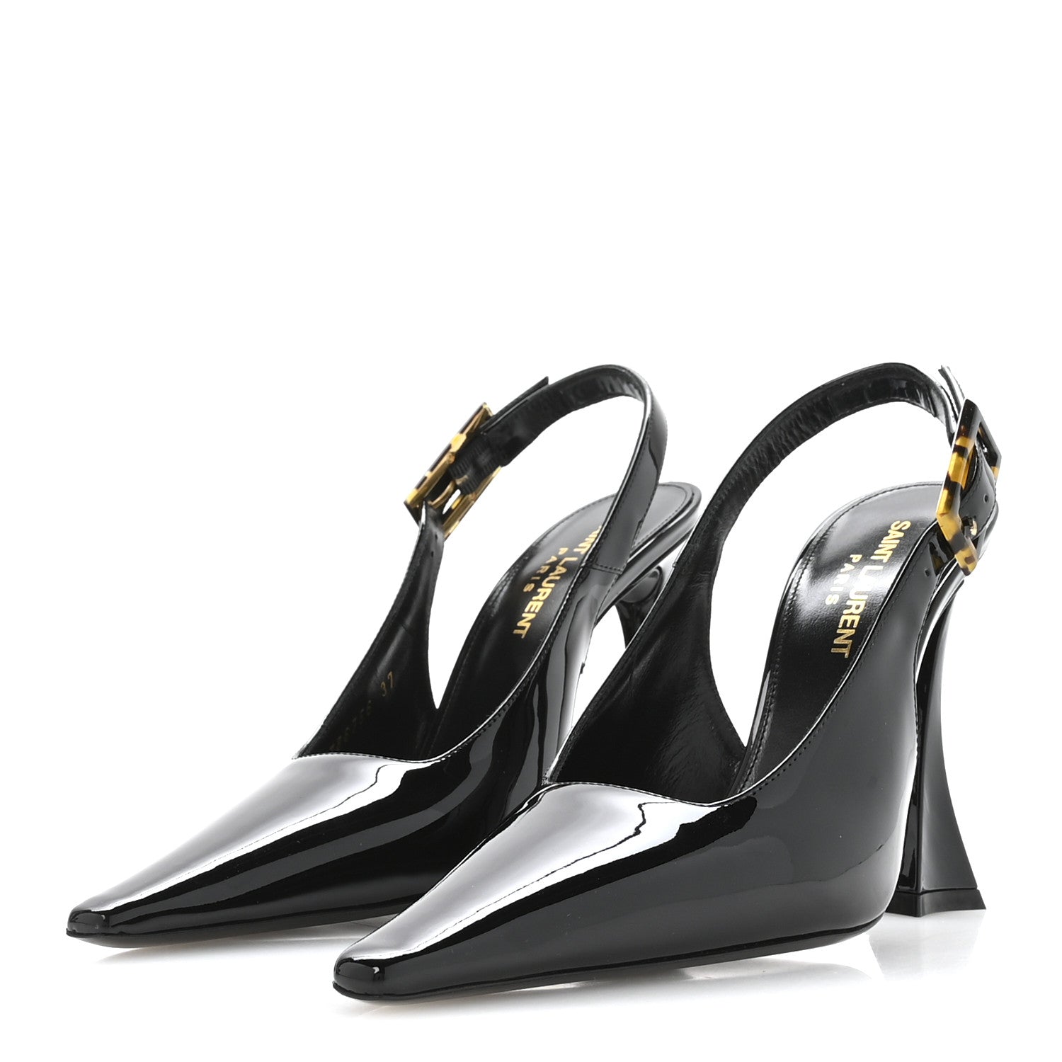 Saint Laurent Vernice Grupy Dune 110 Slingback Pumps 37 Black 4 of 9