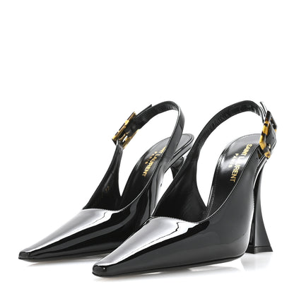 Saint Laurent Vernice Grupy Dune 110 Slingback Pumps 37 Black 4 of 9