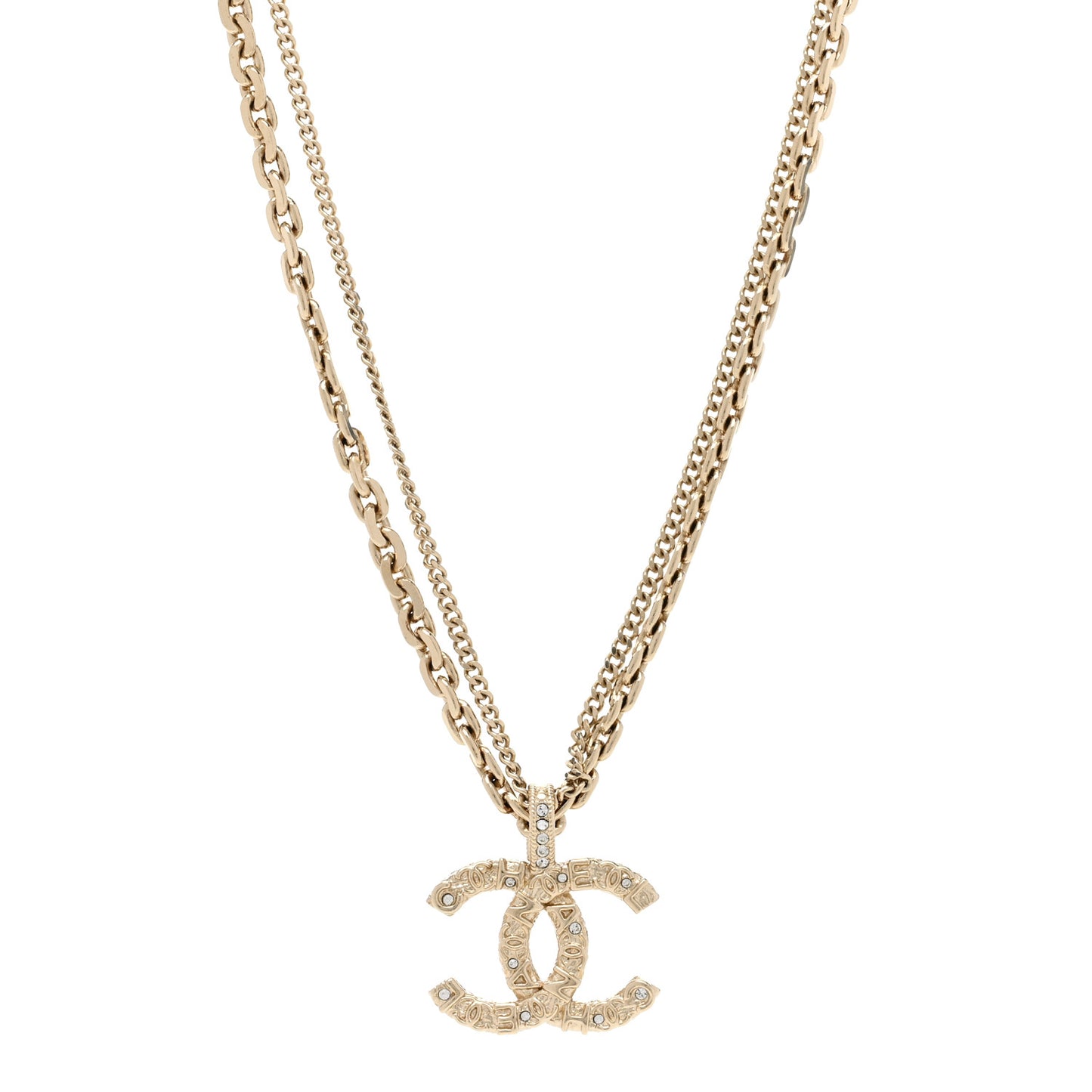 Crystal CC Multi Strand Chain Necklace Gold