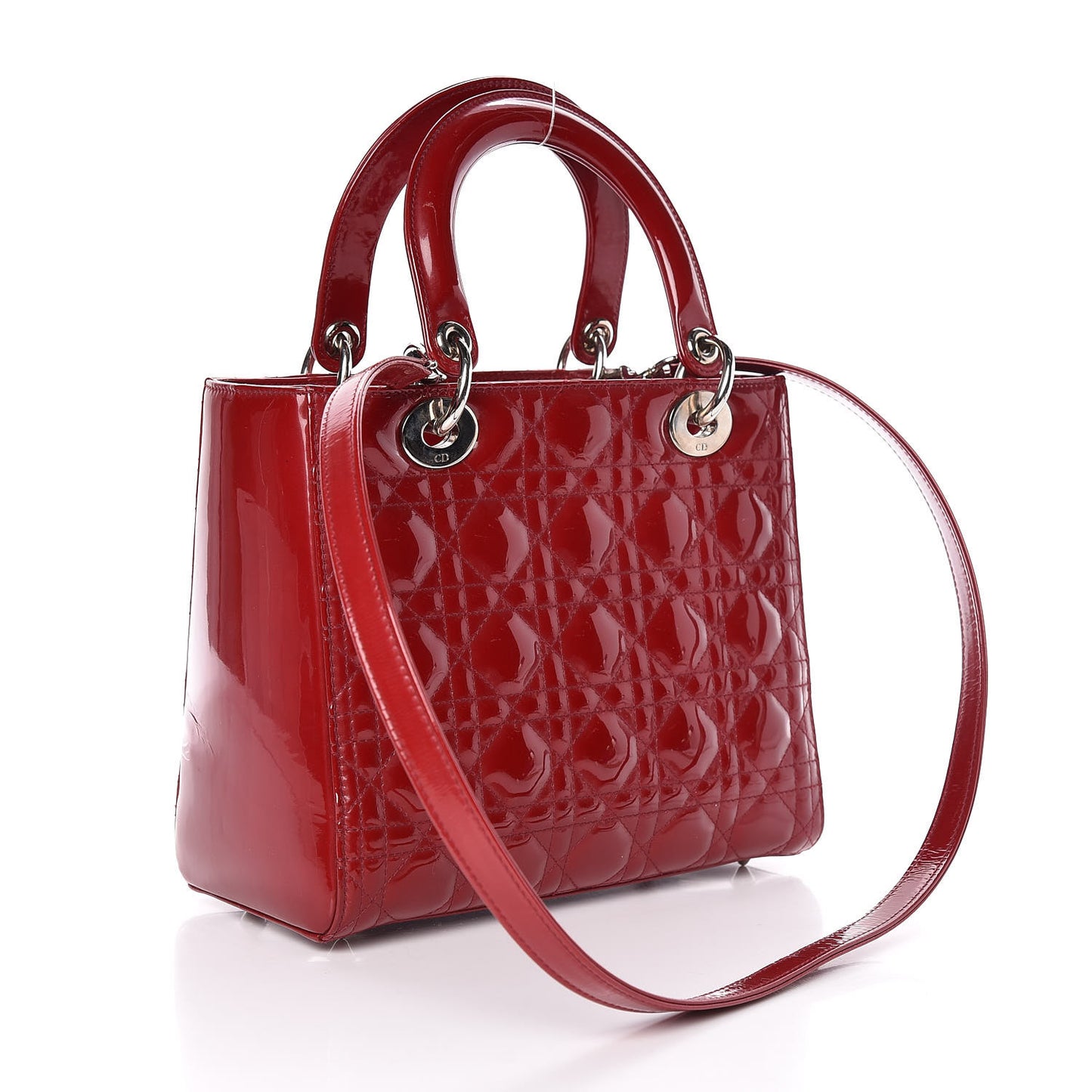Patent Cannage Medium Lady Dior Red