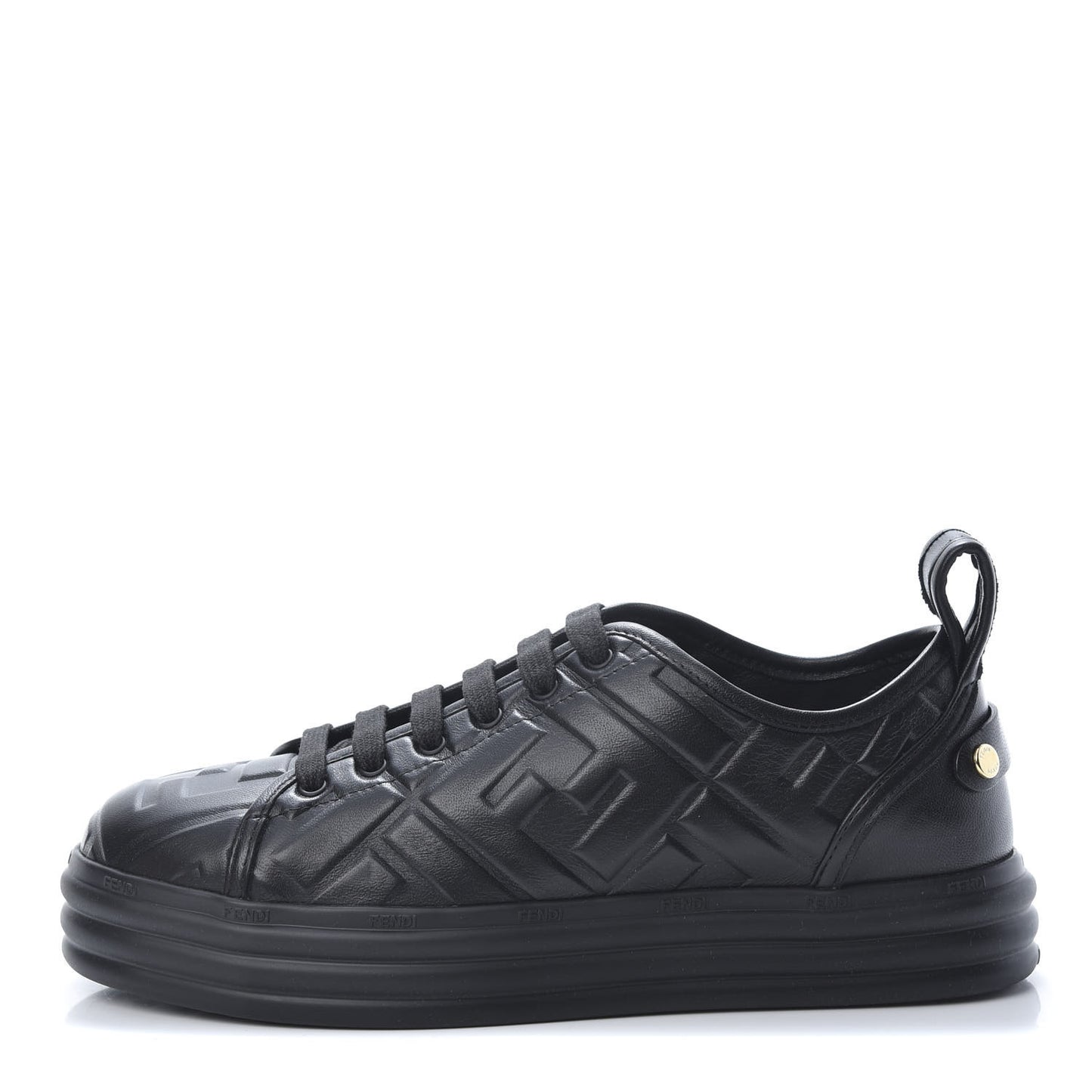 Lambksin FF Embossed Rise Low Top Sneakers 36.5 Black