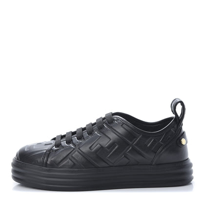 Fendi Lambksin FF Embossed Rise Low Top Sneakers 36.5 Black 1 of 8