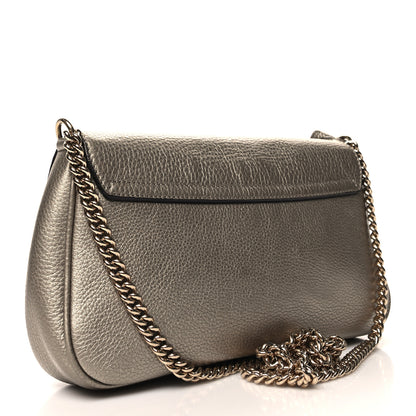 Gucci Metallic Pebbled Calfskin Medium Soho Flap Crossbody New Golden Beige 3 of 11