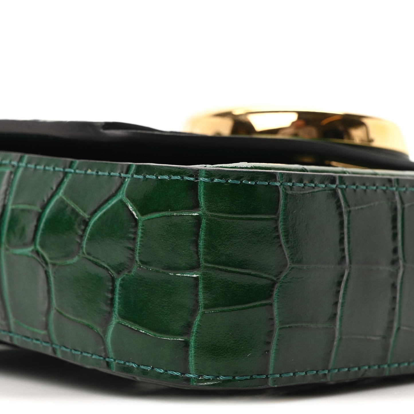 Calfskin Crocodile Embossed Mini C Double Carry Woodsy Green