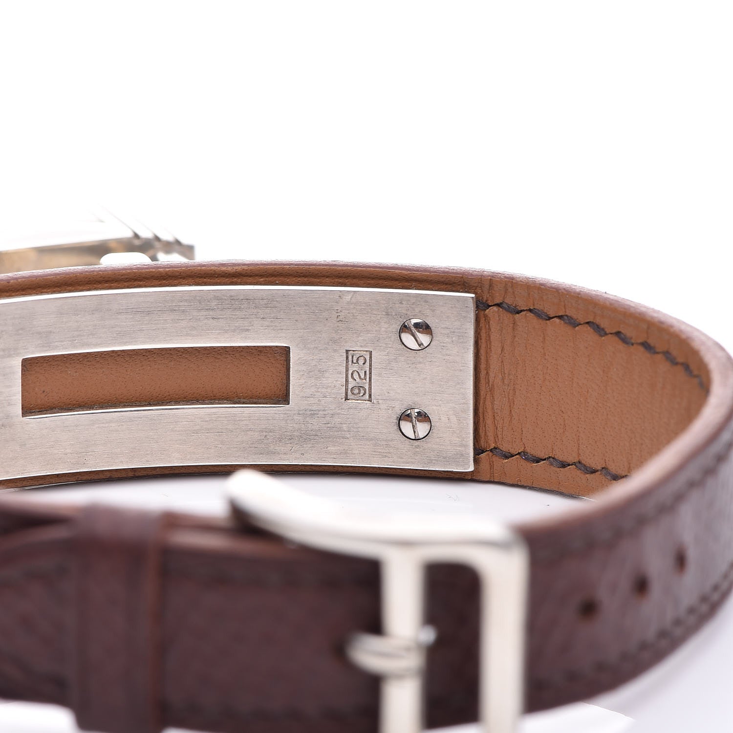 Hermes Sterling Silver Courchevel 20mm Kelly Cadena Quartz Watch Chocolate 5 of 12