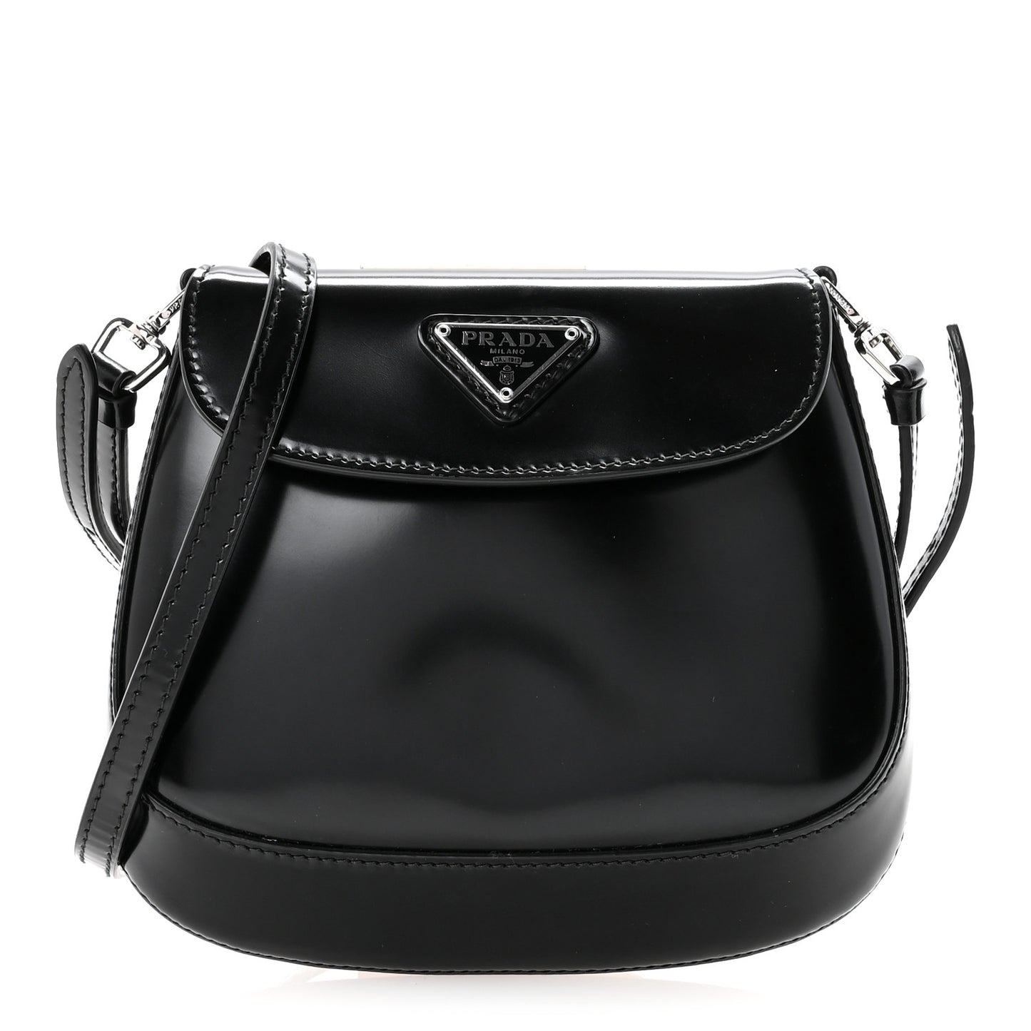 Spazzolato Mini Cleo Flap Adjustable Strap Shoulder Bag Black