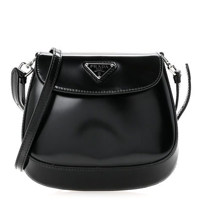 Prada Spazzolato Mini Cleo Flap Adjustable Strap Shoulder Bag Black 1 of 9