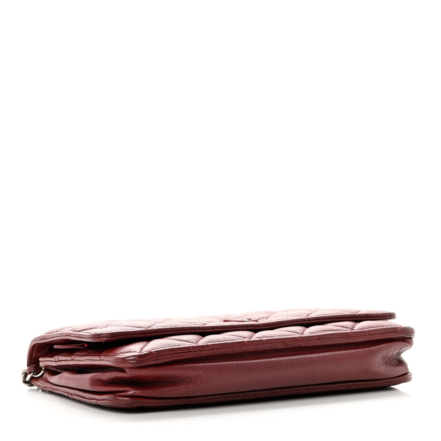 Chanel Aged Calfskin Quilted Wallet On Chain WOC Burgundy 4 of 11