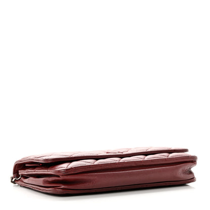 Chanel Aged Calfskin Quilted Wallet On Chain WOC Burgundy 4 of 11