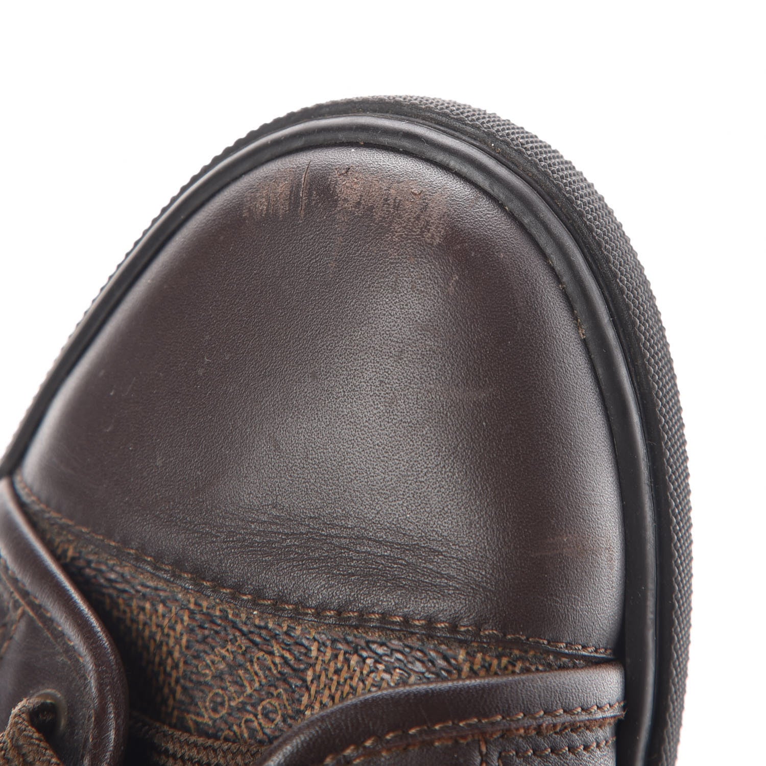 Louis Vuitton Calfskin Damier Ebene Punchy Sneakers 37.5 10 of 14