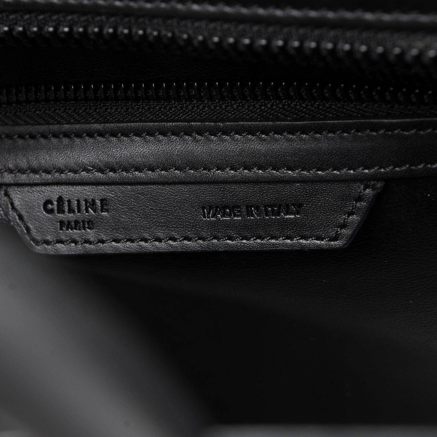Sleek Calfskin Micro Bi-Color Luggage Black Beige