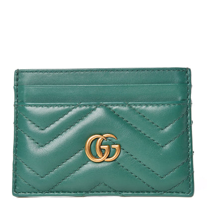Gucci Calfskin Matelasse GG Marmont Card Holder Emerald Green 1 of 7