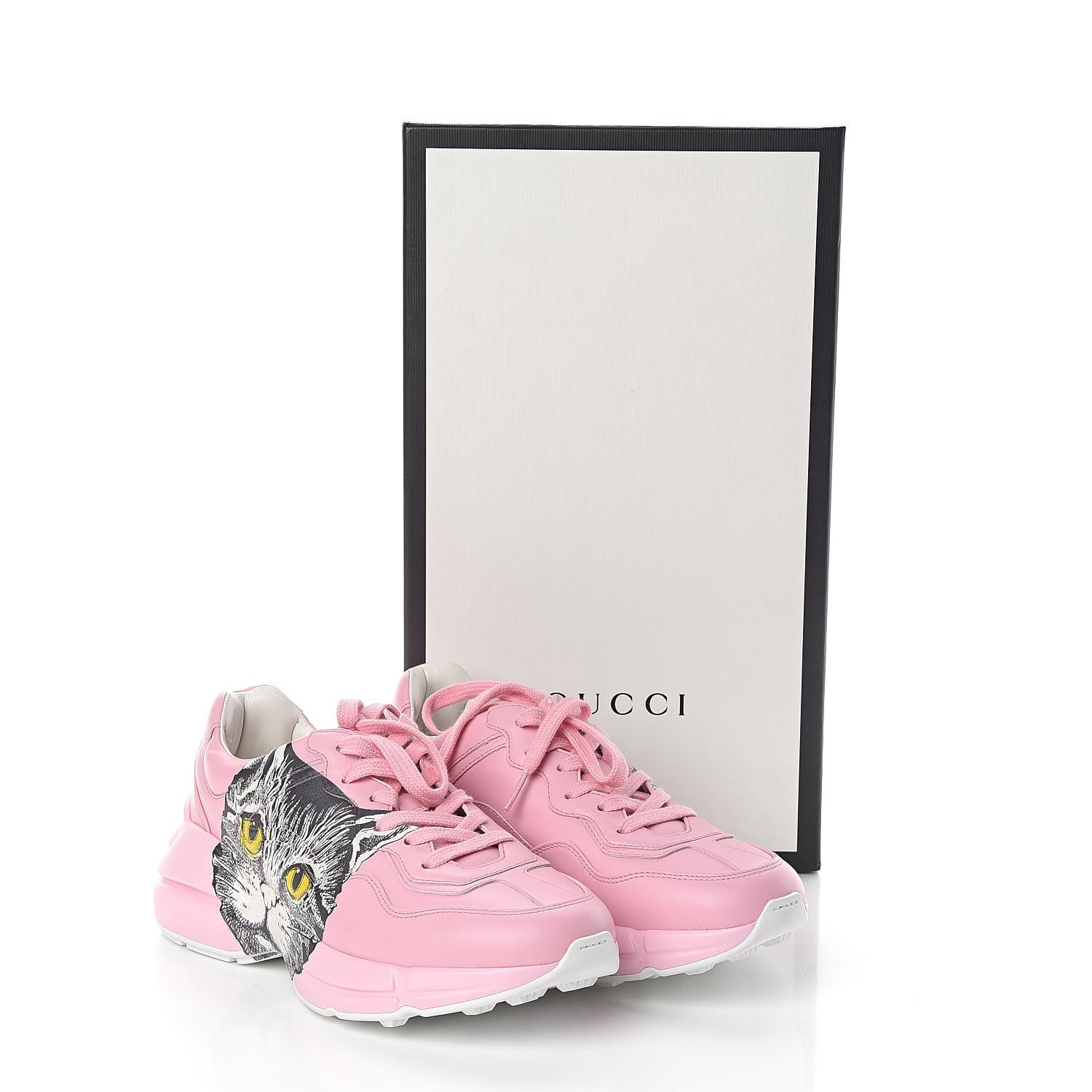 Gucci Calfskin Mystic Cat Rhyton Sneakers 37.5 Sugar Pink 7 of 7