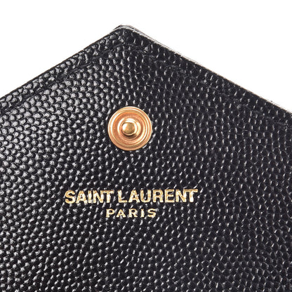 Saint Laurent Grain De Poudre Matelasse Chevron Small Monogram Envelope Wallet Black 6 of 7