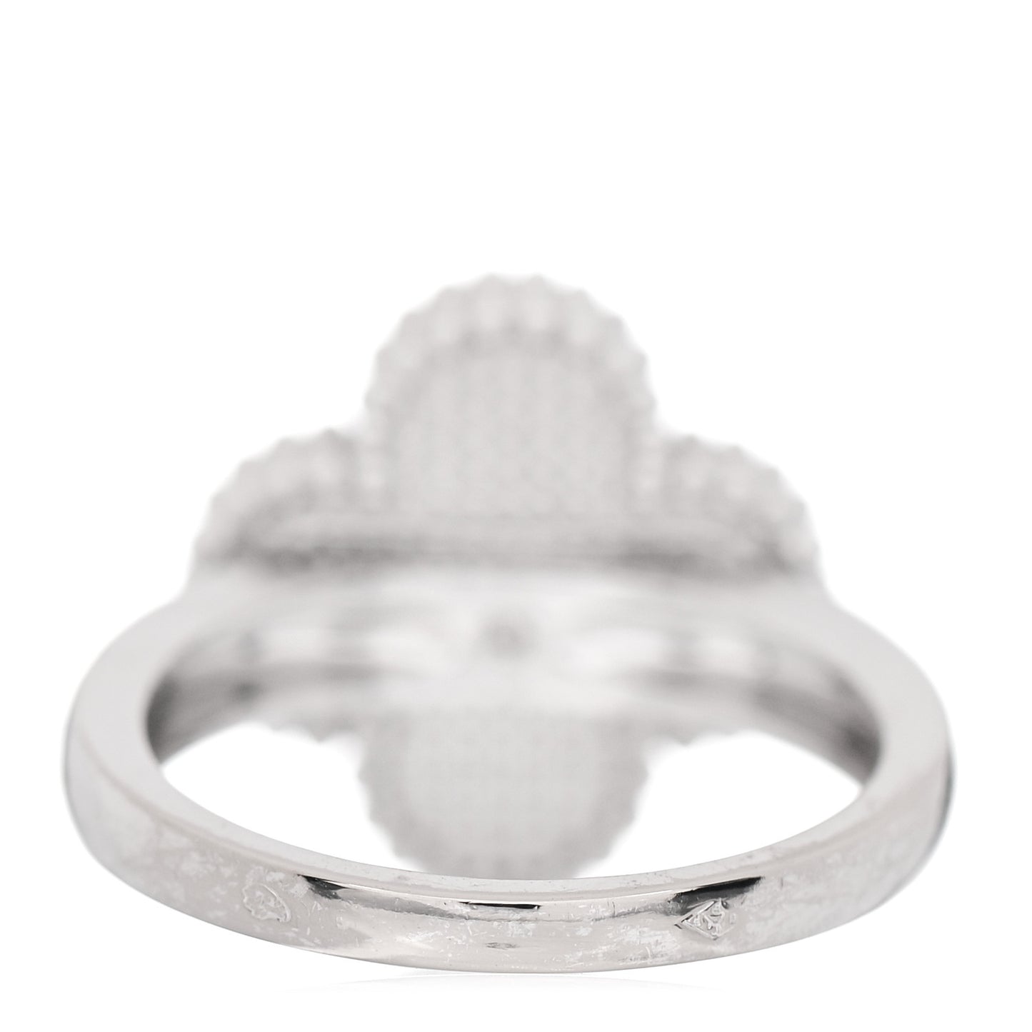 18K White Gold Diamond Turquoise Vintage Alhambra Ring 51 5.75