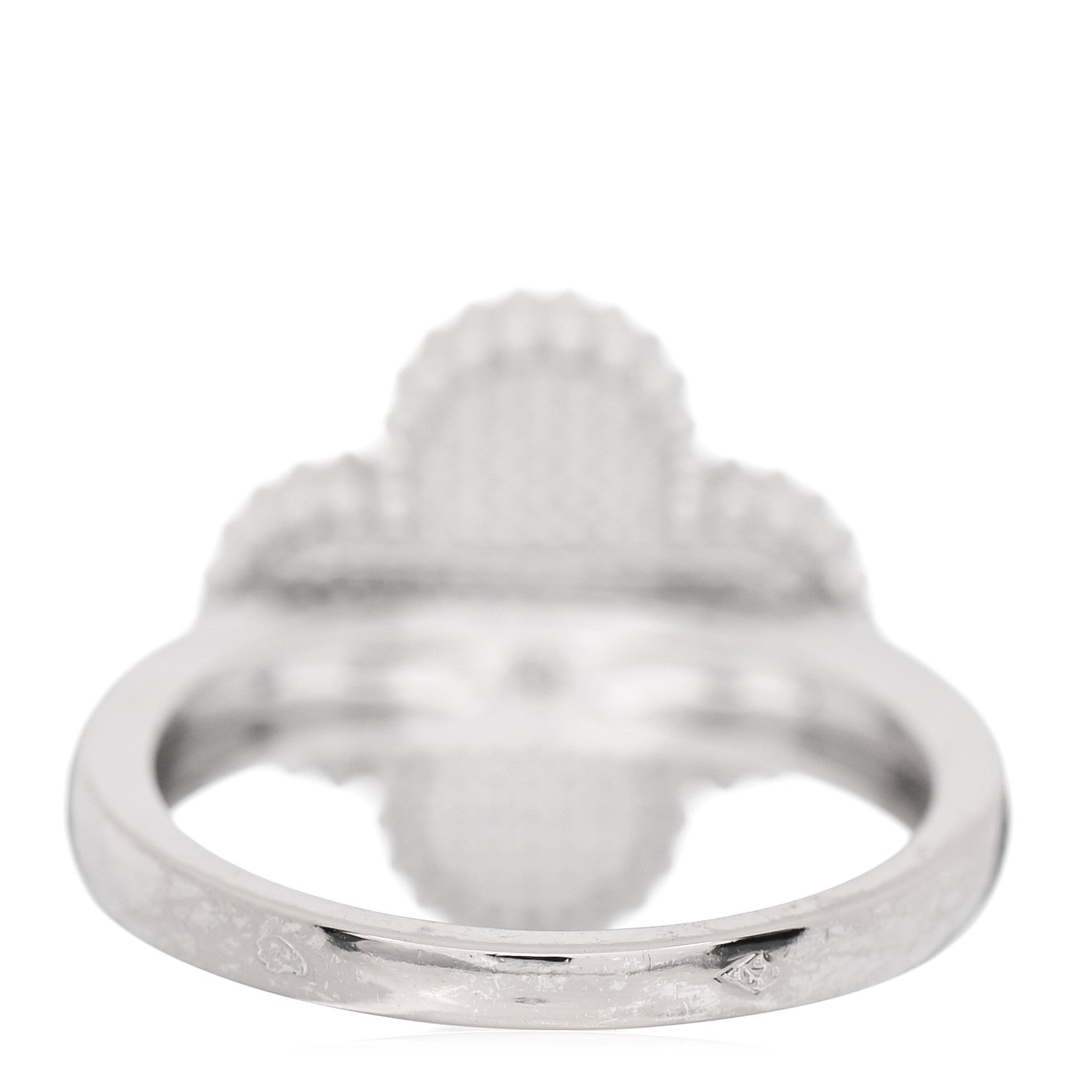 Van Cleef & Arpels 18K White Gold Diamond Turquoise Vintage Alhambra Ring 51 5.75 4 of 5