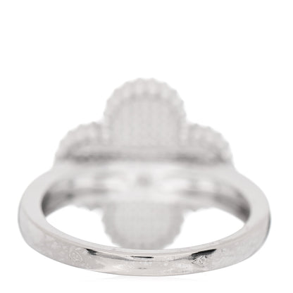 Van Cleef & Arpels 18K White Gold Diamond Turquoise Vintage Alhambra Ring 51 5.75 4 of 5