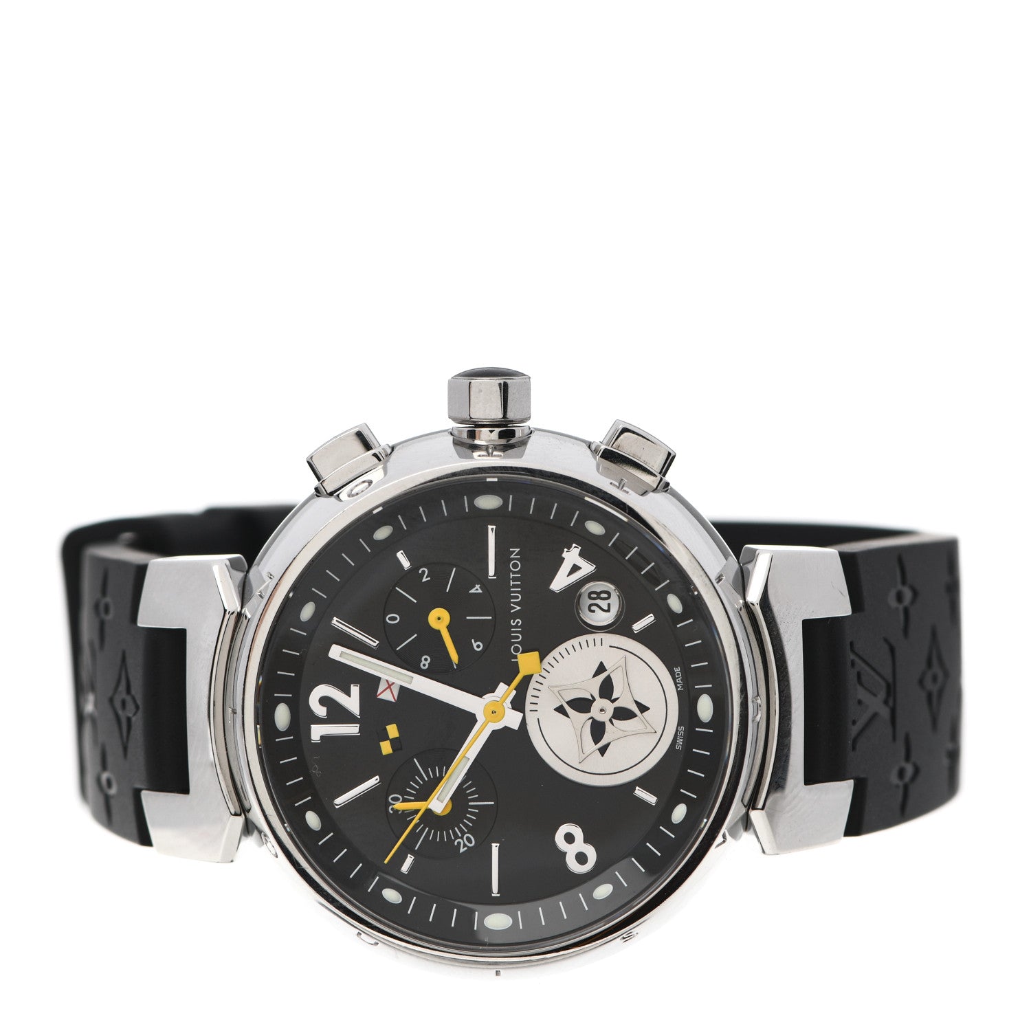 Louis Vuitton Stainless Steel Rubber 34mm Tambour Lovely Cup Quartz Watch Black 2 of 4