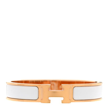 Hermes Enamel Narrow Clic Clac H Bracelet GM White 1 of 5