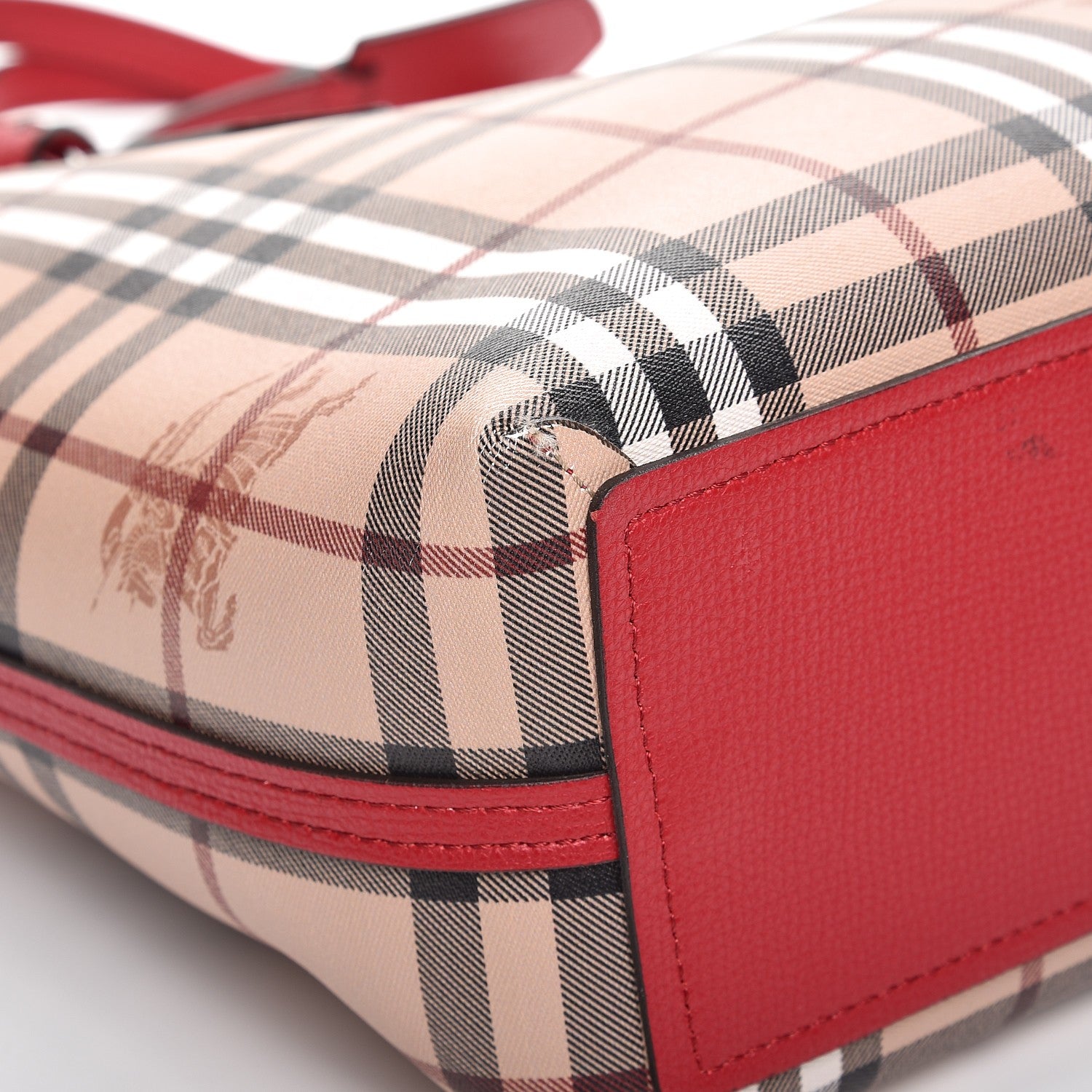 Burberry Haymarket Check Small Reversible Tote Poppy Red 10 of 13