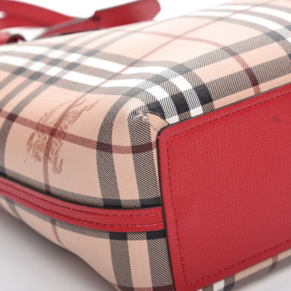 Burberry Haymarket Check Small Reversible Tote Poppy Red 10 of 13