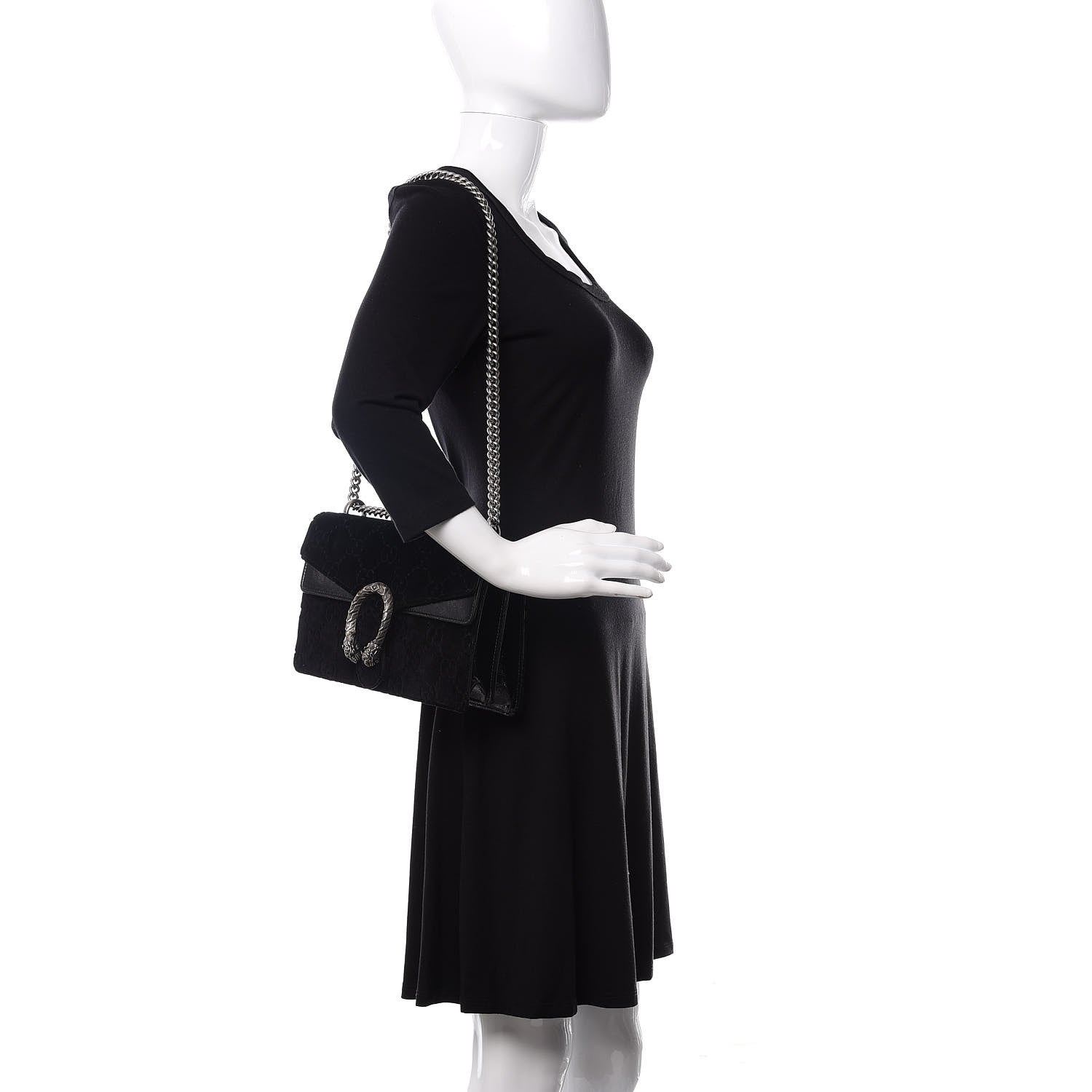 Gucci Velvet GG Monogram Small Dionysus Shoulder Bag Blue Black 2 of 12