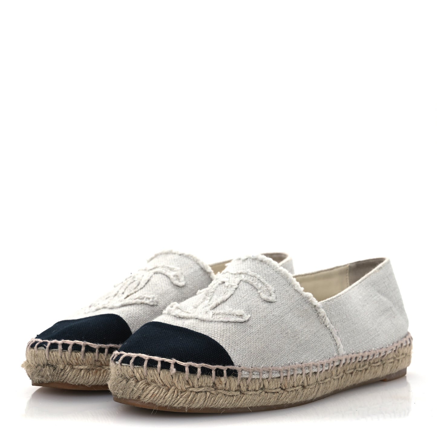 Linen CC Espadrilles 37 Beige Black