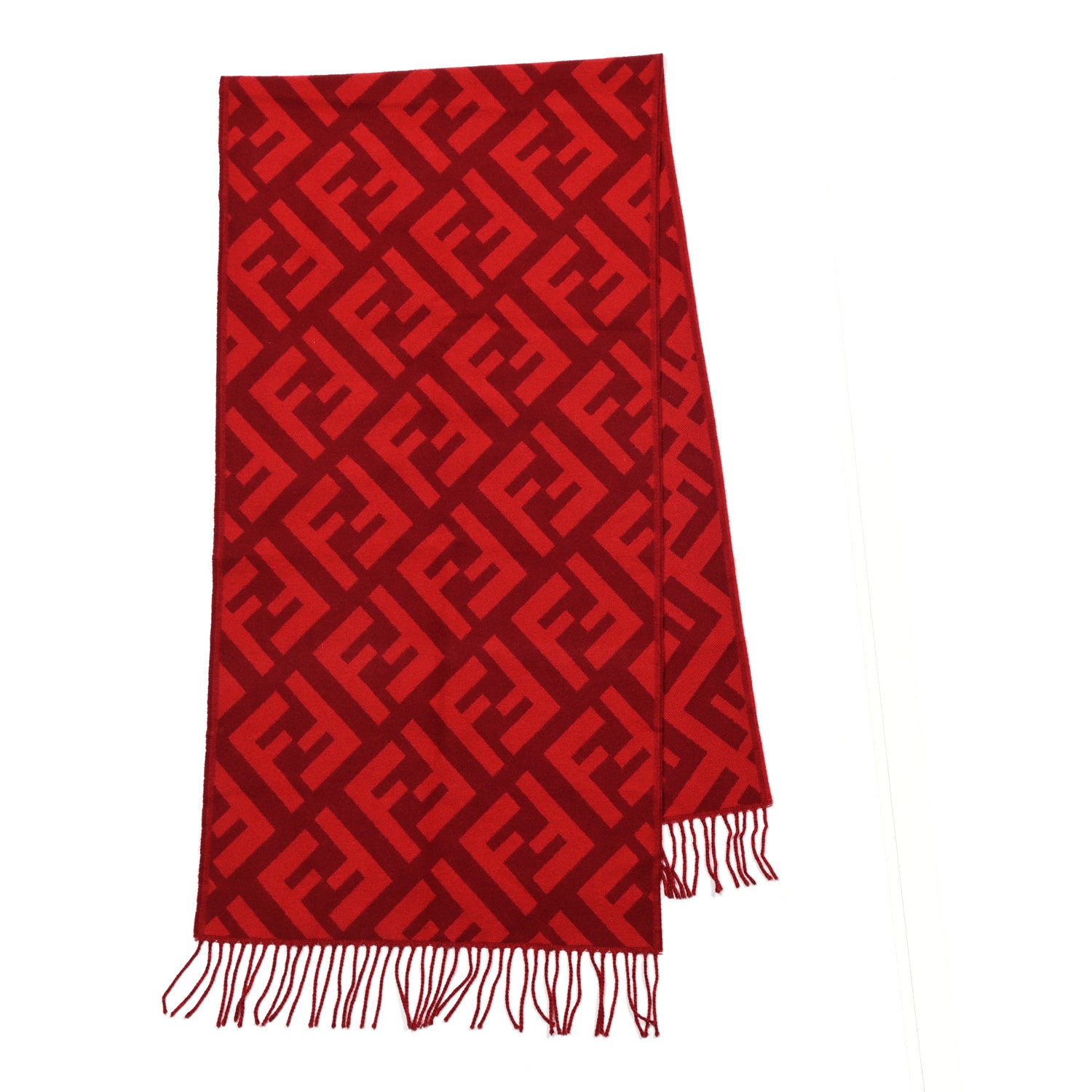 Fendi Wool Cashmere FF Scarf Red 2 of 4