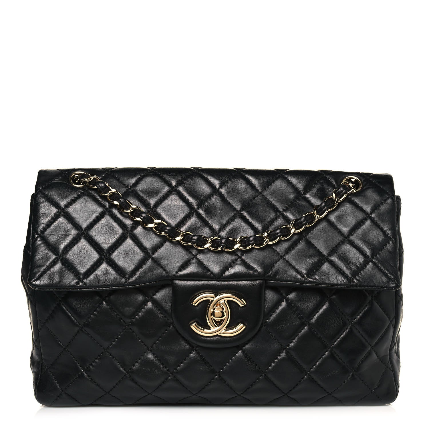 Chanel Washed Lambskin Quilted Maxi Single Flap Black 1 of 15