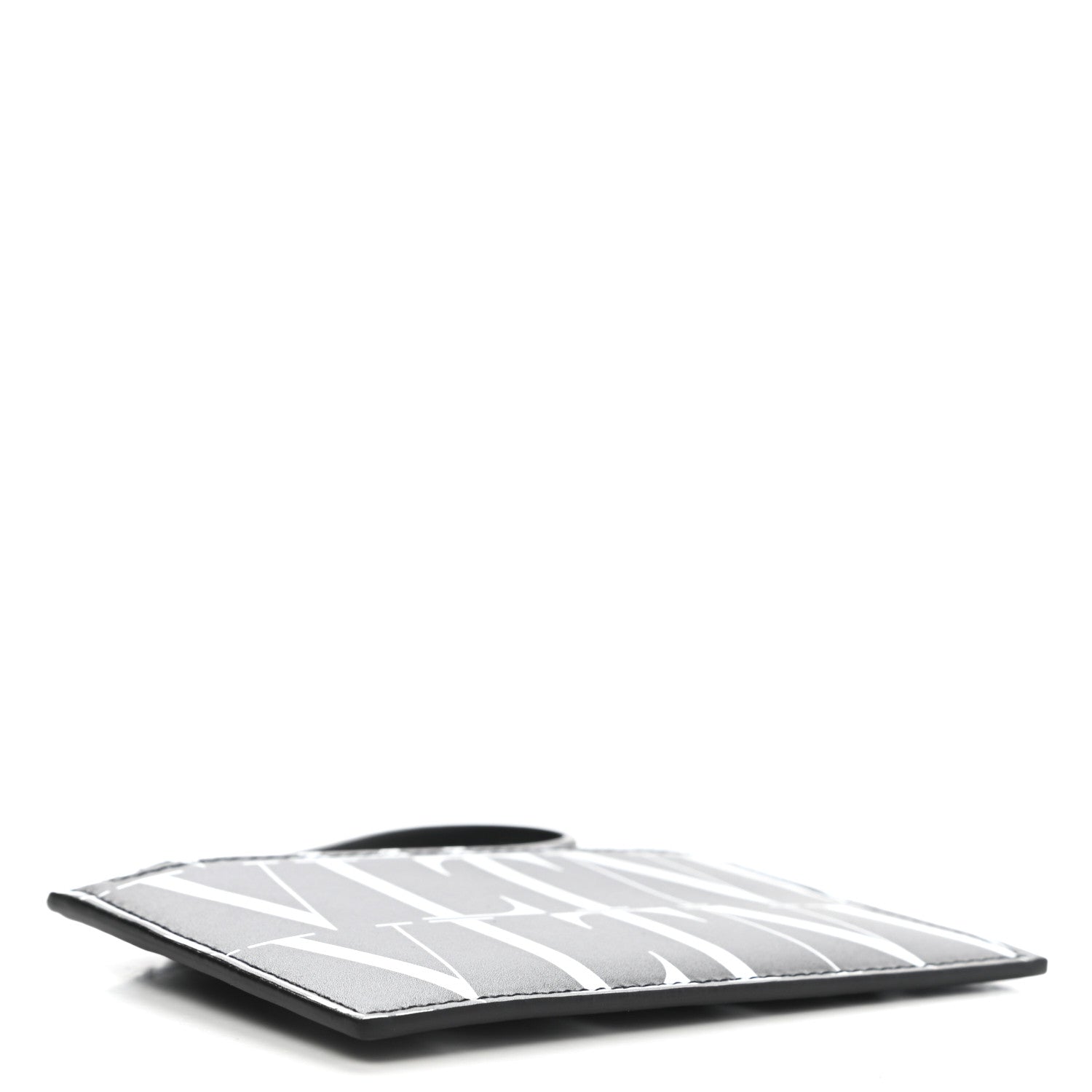 Valentino Garavani Calfskin VLTN Time Zip Coin Card Case Black White 4 of 7