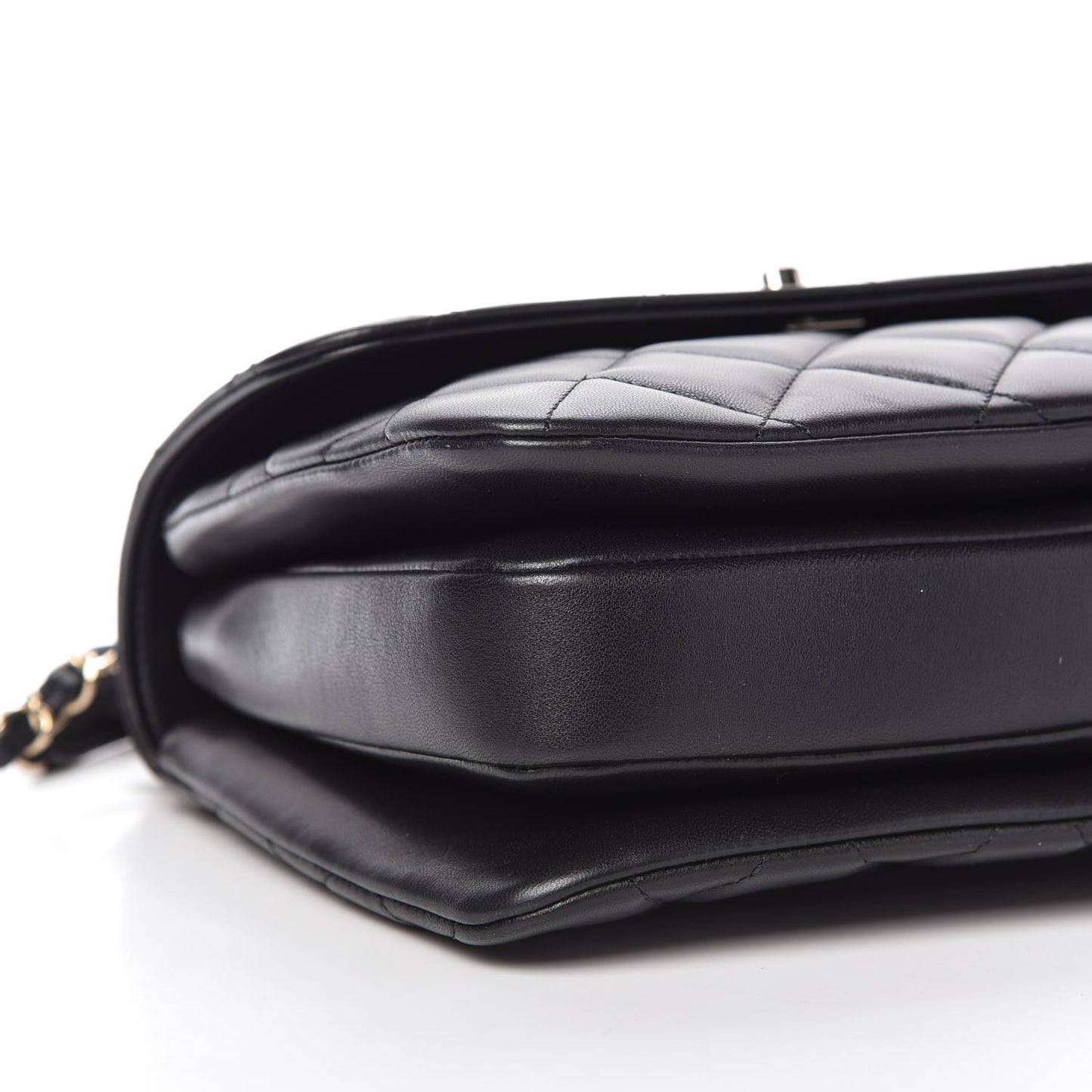 Lambskin Quilted Small Trendy CC Dual Handle Flap Bag Black