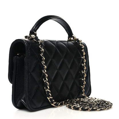 Chanel Lambskin Quilted Flap Phone Holder With Chain Black 2 of 12