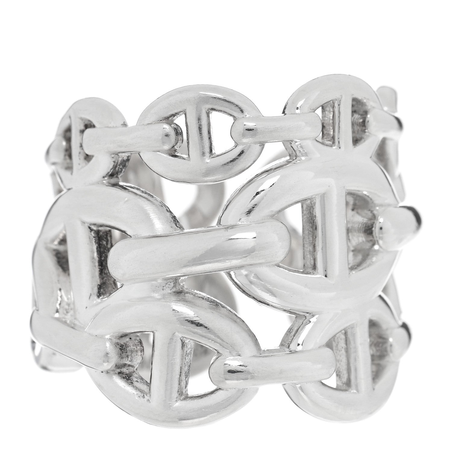 Hermes Sterling Silver GM Chaine d'Ancre Enchainee Band Ring 52 6 1 of 5